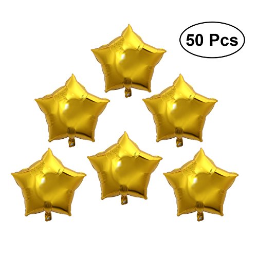 TOYMYTOY 50pcs Globos de Estrellas de Cinco Puntas de Papel de Aluminio para Decoración de la Fiesta de Cumpleaños (Oro)