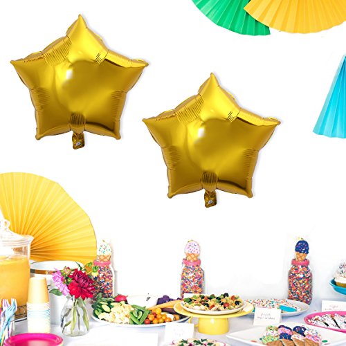 TOYMYTOY 50pcs Globos de Estrellas de Cinco Puntas de Papel de Aluminio para Decoración de la Fiesta de Cumpleaños (Oro)