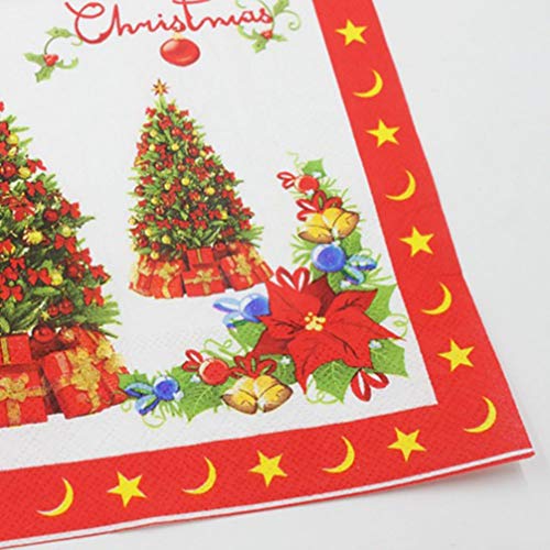 Toyvian 20 piezas servilletas impresas desechables suministros para fiestas de árbol de navidad servilletas de papel tejidos para cumpleaños de navidad