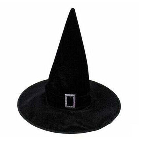 TOYVIAN Sombrero de Bruja, Mujeres Sombreros de Bruja para Halloween Accesorios de Disfraces , Terciopelo Negro, Medio