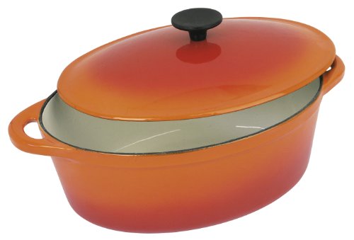 Tradifonte Cocotte Ovalada De Hierro Fundido Esmaltada Naranja