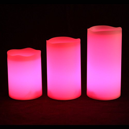 Tres velas de resina resistentes a la intemperie para el interior y el exterior con temporizador y control remoto y cambio de color, tamaño 10 cm / 12 cm / 14 cm Frostfire Mooncandles