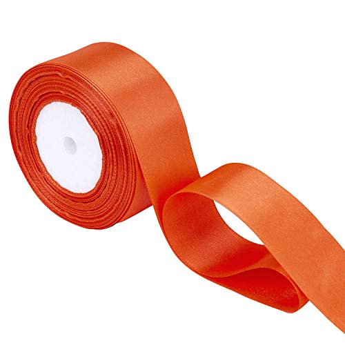 Trimming Shop Doble Cara Satén Poliéster Cinta para para Envolver Regalos Decoración Artesanía Arte Boda Celebración Cumpleaños - Naranja, 40mm