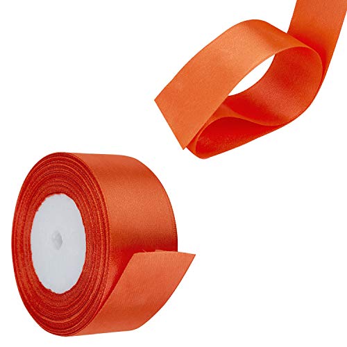 Trimming Shop Doble Cara Satén Poliéster Cinta para para Envolver Regalos Decoración Artesanía Arte Boda Celebración Cumpleaños - Naranja, 40mm