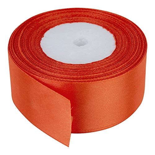 Trimming Shop Doble Cara Satén Poliéster Cinta para para Envolver Regalos Decoración Artesanía Arte Boda Celebración Cumpleaños - Naranja, 40mm