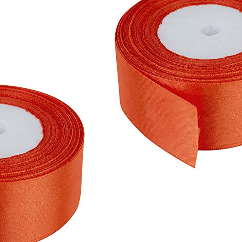 Trimming Shop Doble Cara Satén Poliéster Cinta para para Envolver Regalos Decoración Artesanía Arte Boda Celebración Cumpleaños - Naranja, 40mm