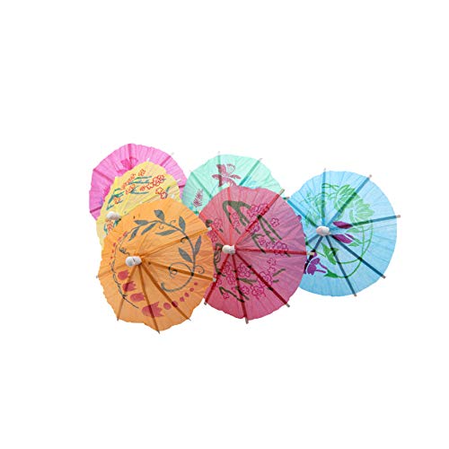 TRIXES 50 x Parasoles de Papel Colorido - para Fiestas, Decoración para Bebidas y Cócteles - Colores Surtidos - Sombrillas para Fiestas