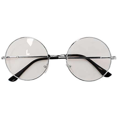 TRIXES Plata redondas Unisex Plateadas - Gafas estilo retro de los años sesenta Lentes Beatles transparentes - Gafas Griegas para Vestir montura de metal Accesorios para vestir - Gafas clásicas de dis