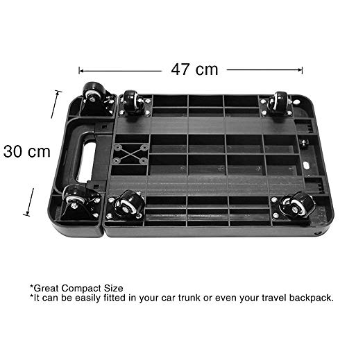 TRONMA Carro de transporte plegable y regulable en altura-200 kg de carga-Con Base/Mango de Expansión Estirable, 2 Cuerda de Expansión (NEGRO2)