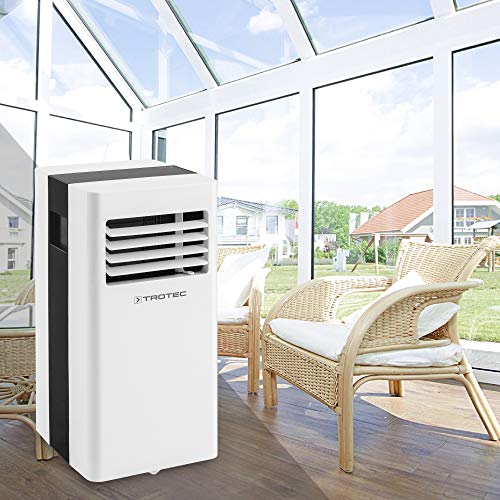 TROTEC Aire Acondicionado Portátil Pac 2100 X, 3 en 1: Refrigeración, Ventilación y Deshumidificación, Pantalla LED, Silencioso, hasta 65 m³, Purificación de Aire, Flujo de Aire 319 m³/h, Blanco