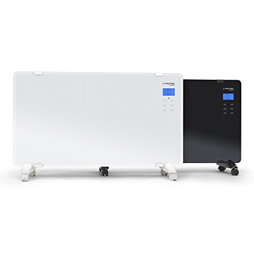 TROTEC Convector Cristal de Diseño TCH 2011 E, 2000 W, Calefacto, Radiador, Control Temperatura Automático, 2 Niveles de Calor, Mando a Distancia, Pantalla LCD táctil, Vidrio de Seguridad, Negro