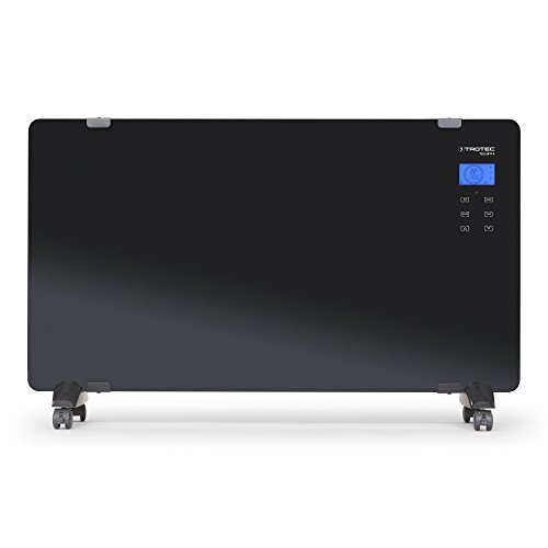 TROTEC Convector Cristal de Diseño TCH 2011 E, 2000 W, Calefacto, Radiador, Control Temperatura Automático, 2 Niveles de Calor, Mando a Distancia, Pantalla LCD táctil, Vidrio de Seguridad, Negro