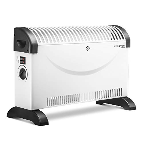 TROTEC Convector TCH 19 E, 2000 W, 3 Niveles, Termostato, Anti Sobrecalentamiento, Antihielo, Silencioso, Portátil, Compacto, Habitaciones hasta 24 m²/60 m³, Blanco