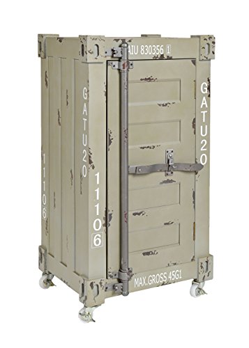 ts-ideen Cómoda Estilo Container Maritímo Verde/Gris Contenedor Shabby Vintage Cierramento Metálico