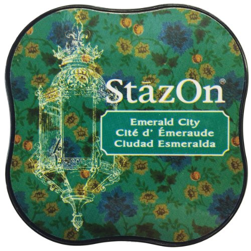 Tsukineko Stazon Midi Esmeralda Ciudad Almohadilla de Tinta, Color Verde, 5.8 x 5.8 x 2.1 cm