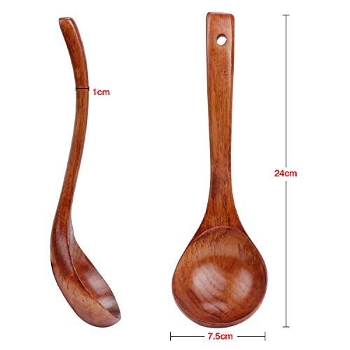 TsunNee - Cucharón de madera natural, 24 cm de largo