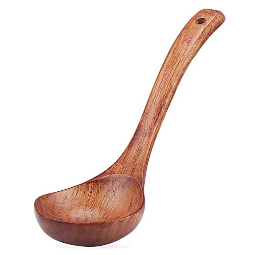 TsunNee - Cucharón de madera natural, 24 cm de largo