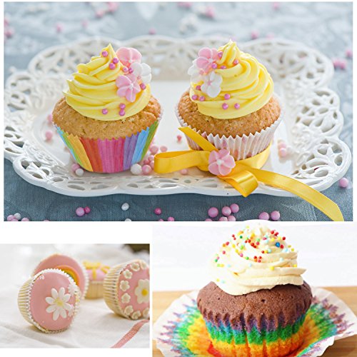 TsunNee - Moldes para cupcakes, moldes de papel para hornear, moldes para magdalenas, 7 cm. Colorido