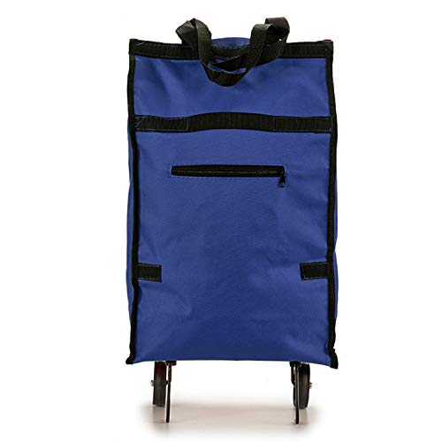 TU TENDENCIA ÚNICA Bolsa de Compra Plegable con Ruedas. Asa de Transporte. Impermeable (Azul)