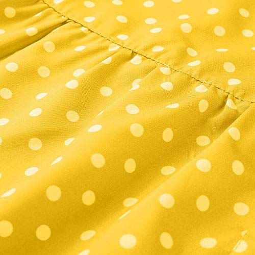 TUDUZ Mujer Vestido Manga Corta Verano Vestidos Lunares con Eslinga Vestido con Cuello en V Atractivo Vestido Suelto Casual Mini (Amarillo.a, L)