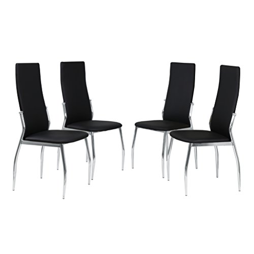 Tumueblekit Pack de Sillas Comedor Tapizada, Polipiel, Negro, 101x43x47 cm, 4 Unidades