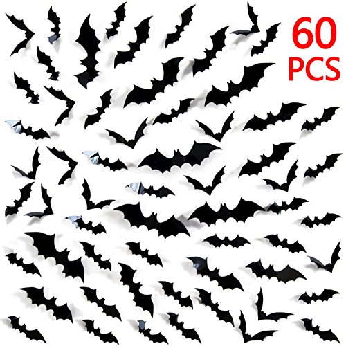 Tuopuda Halloween Pegatinas para Pared 3d Murciélagos Halloween Decoración Pared Pegatinas Props 60 pcs