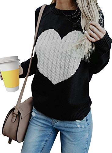 Tuopuda Mujer Jerséis Punto Suéter de Moda Cuello Redondo Manga Larga Sudaderas Blusas Cálido de Invierno Tops