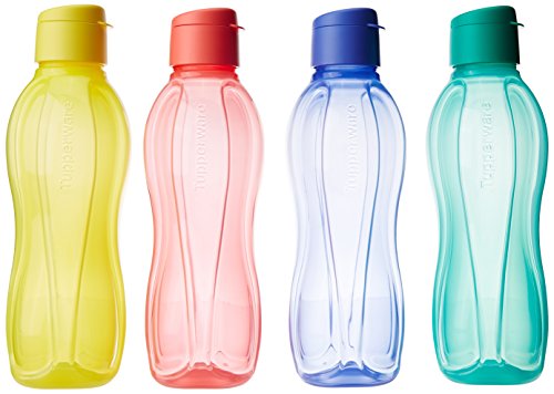 Tupperware Fliptop - Juego de 4 botellas de 1 litro, multicolor