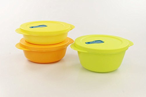 Tupperware Microondas crystalwave 800 ml Cal + 600Ml Naranja + 400 Amarillo Micro Pop 17199