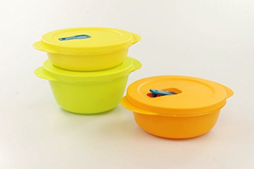 Tupperware Microondas crystalwave 800 ml Cal + 600Ml Naranja + 400 Amarillo Micro Pop 17199