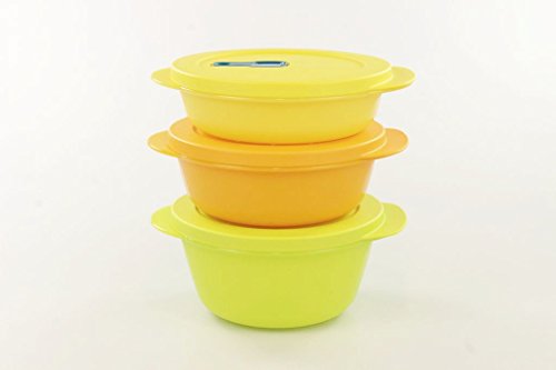 Tupperware Microondas crystalwave 800 ml Cal + 600Ml Naranja + 400 Amarillo Micro Pop 17199