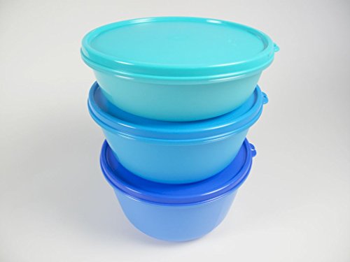 Tupperwares Clarissa para frigorífico de Tupperware, 2 litros azul oscuro + 1,5 litros azul + 1 litro turquesa, Panorama 27537