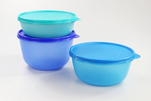 Tupperwares Clarissa para frigorífico de Tupperware, 2 litros azul oscuro + 1,5 litros azul + 1 litro turquesa, Panorama 27537