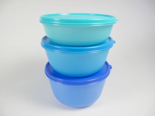 Tupperwares Clarissa para frigorífico de Tupperware, 2 litros azul oscuro + 1,5 litros azul + 1 litro turquesa, Panorama 27537