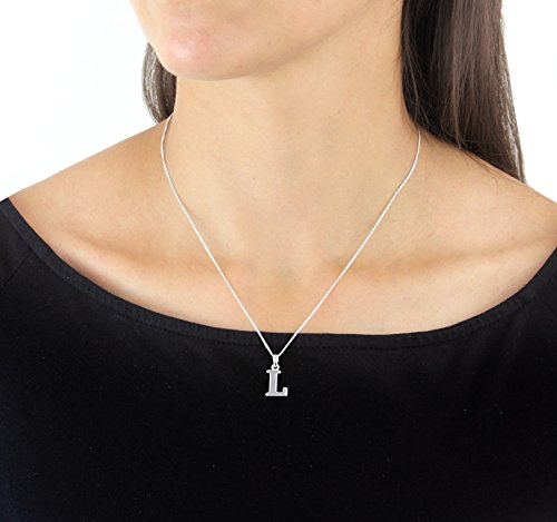 Tuscany Silver Collar con colgante de mujer con plata de ley (925/1000), letra L, 46 cm