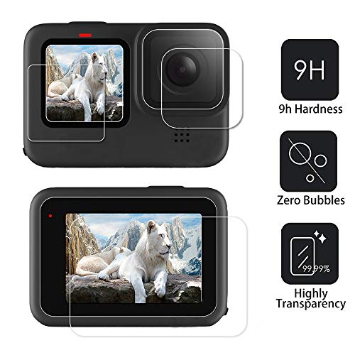 TUTUO Protector de Pantalla para GoPro Hero 9 Black,Película Protectora de Pantalla +Película Protectora de Lente+ Protección de Pequeña Pantalla, Anti-Scratch Ultra Transparente 6Piezas