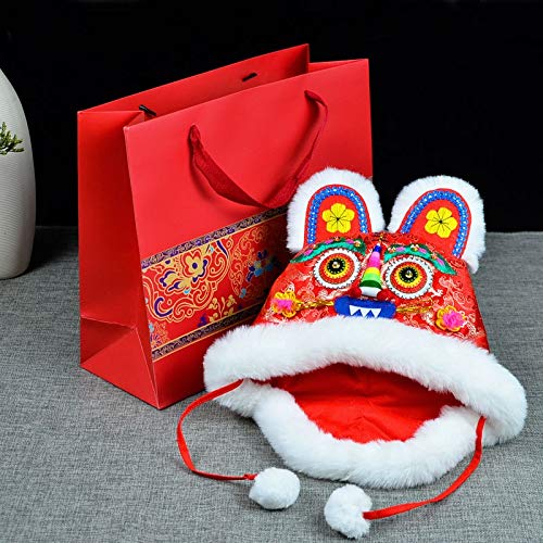 TWDYC Estilo Tradicional China Pequeños Regalos Folk artesanías Hechas a Mano del Bordado de la Cabeza del Tigre niños del Sombrero del bebé (Size : Head Circumference 50-53cm)