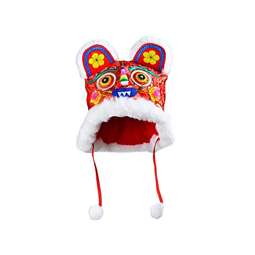 TWDYC Estilo Tradicional China Pequeños Regalos Folk artesanías Hechas a Mano del Bordado de la Cabeza del Tigre niños del Sombrero del bebé (Size : Head Circumference 50-53cm)