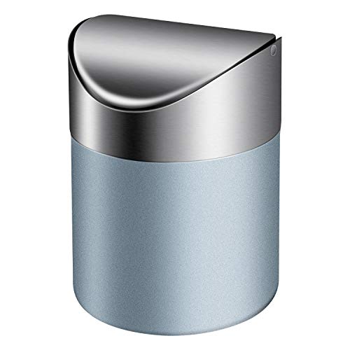 TWFRIC Mini Basura Inoxidable Basura con Tapa, Mini cubo de basura Pequeña Escritorio Cubos de basura para Escritorio Oficina Baño Cocina Residuos Contenedores 1L