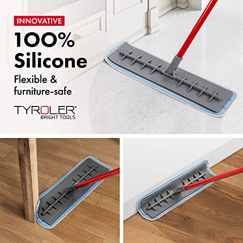 Tyroler Bright Tools Mopa de Microfibra para Usar Seca y Húmeda (45 cm de Ancho) Cabeza de Silicona Flexible | Limpieza Profesional del Hogar para Suelo de Madera, Laminado, Baldosas, Cocina, Baño