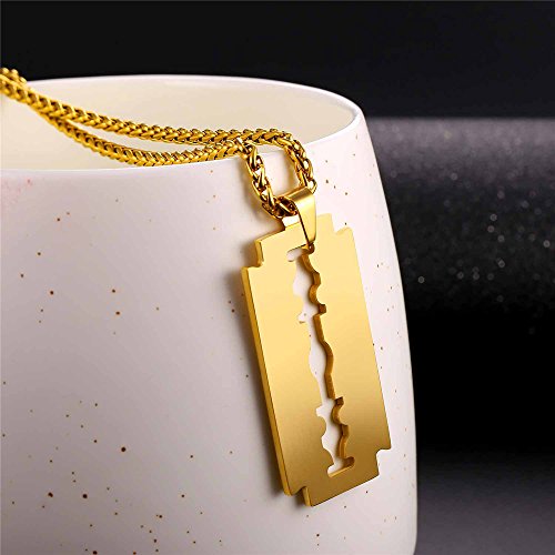 U7 Collar de Oro Tono para Hombre Regalo de Hombre Chapado en Oro 18k Colgante de afetar Cuchilla