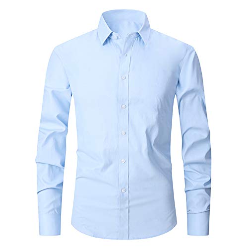 U/A Camisa de otoño para hombre, de manga larga, estilo casual, color sólido Azul azul 48 ES