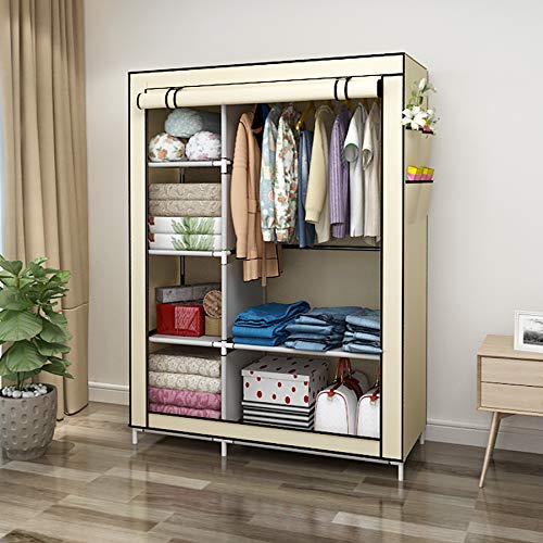 UDEAR Armario Closet Organizador Plegable para Ropa Ropero Resistente al Polvo Guardarropa Beige 105 x 45 x 170 CM