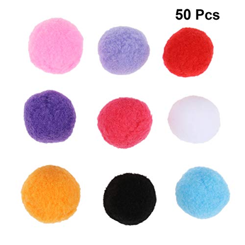 UEETEK - 50 piezas de 4 cm de diámetro surtido de pompones gatitos juguetes pelotas esponjosas para bricolaje creativo manualidades decoraciones (colores variados)