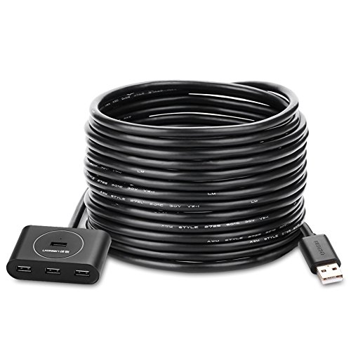 UGREEN Alargador USB, HUB USB 2.0 Cable Extensión USB 4 Puertos Cable Extensor USB Macho a Hembra con Amplificador Señal para Impresora, Teclado, Ratón, Escáner, Consola de Juegos, PC (10 Metros)