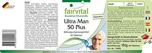 Ultra Man 50 Plus - Multivitamínico PARA HOMBRES - Dosis elevada - más de 50 ingredientes - 60 Comprimidos - Calidad Alemana