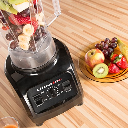 Ultratec Batidora de vaso 2 litros - batidora de alta potencia con 1500 vatios o 2 CV - batidora con 32 000 U/min, con recetario de smoothies, picadora, batidora, batidora de cocina