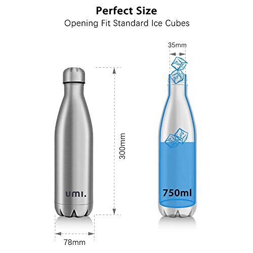 Umi. by Amazon - Botella Agua Acero Inoxidable, Termo 750ml, Sin BPA, Islamiento de Vacío de Doble Pared, Botellas Frío/Caliente, Reutilizable para Niños, Colegio, Sport, Gimnasio, Bicicleta