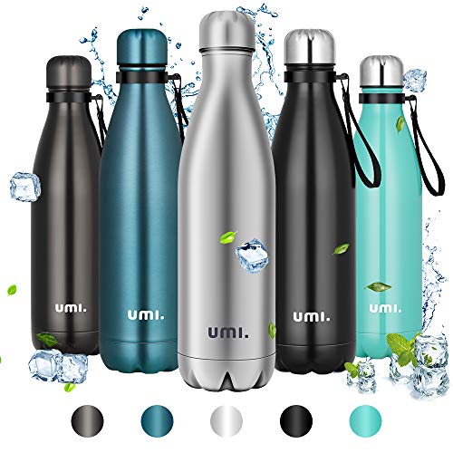 Umi. by Amazon - Botella Agua Acero Inoxidable, Termo 750ml, Sin BPA, Islamiento de Vacío de Doble Pared, Botellas Frío/Caliente, Reutilizable para Niños, Colegio, Sport, Gimnasio, Bicicleta