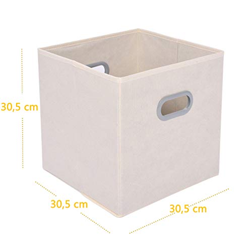 UMI. by Amazon - Cajas de Almacenaje de Tela, Cubos de Almacenaje Plegables con 2 Asas, para Hogar, Armario, Cuarto de Niños, 6 pcs, Beige, 30,5 x 30,5 x 30,5 cm